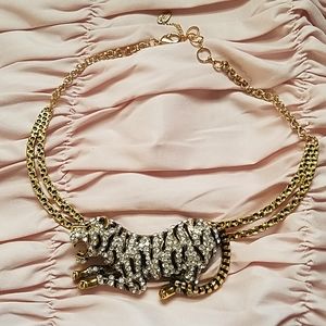 Amrita Singh crystal gold tiger cat necklace